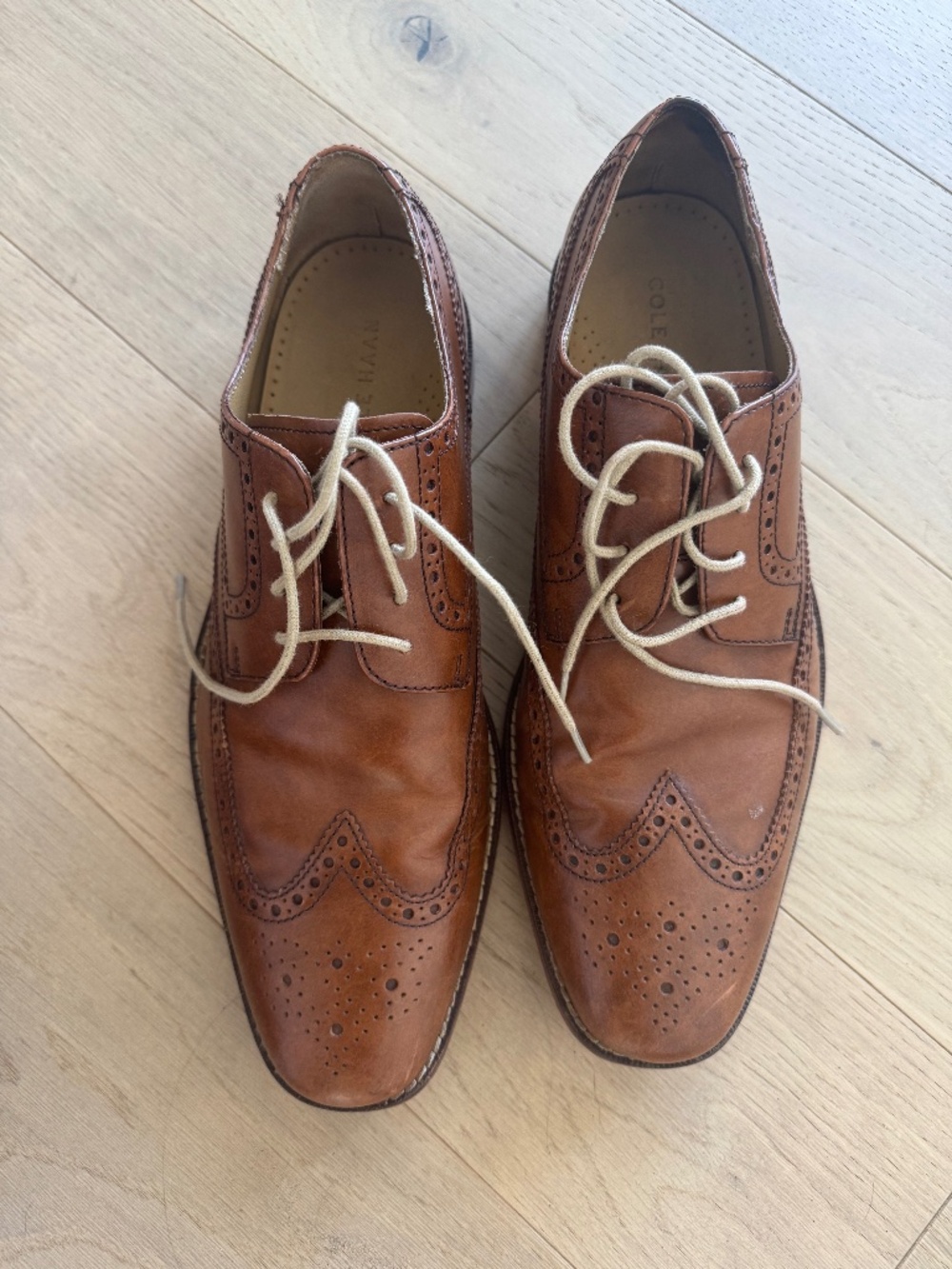 Cole Haan Men’s Giraldo Wingtip Shoes British Tan Leather Oxford Derby